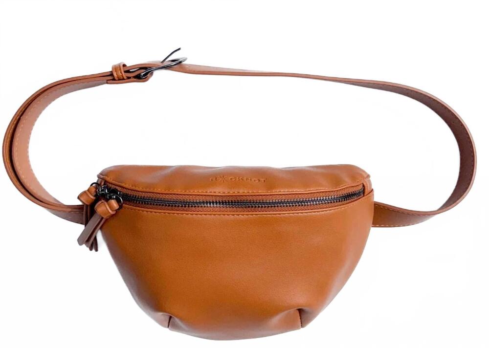 NEW ROCKNOT women's infinity belt bag in cognac